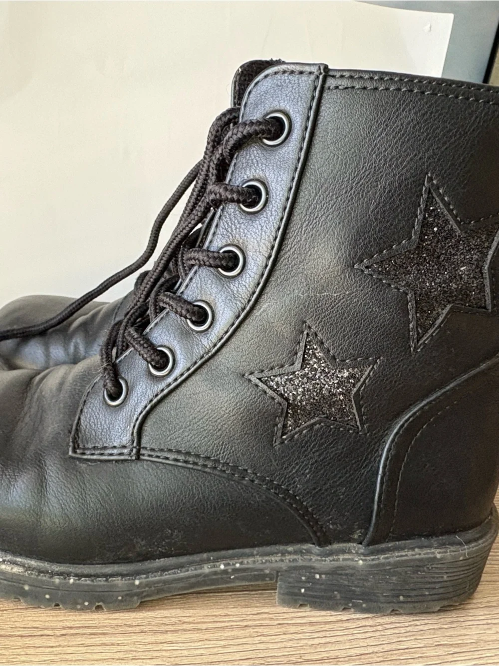Blowfish Black Lace-Up Kids Star Combat Boots